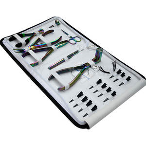 Kit d'outils professionnels pour extensions de cheveux, pinces en titane arc-en-ciel, crochets, ciseaux, ensemble d'aiguilles avec étui à fermeture éclair - Product Image 1