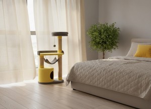 Arbre à chat écologique Juno avec matériau en jute à bords doux, grand espace, design durable pour les félins choyés - Emballage en carton - Product Image 3