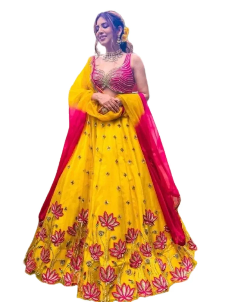 디자이너 인도 최신 레드 컬러 신부 Lehenga Choli Unstich 디자인 웨딩 Lahnga Choli 여성 Lengha 도매업자 수랏 인도
