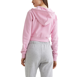 Sweat-shirt à capuche à manches longues en Polyester et coton pour femme, couleur rose, solide, confortable et doux, nouvelle mode 2022 - Product Image 3