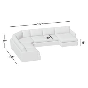 Deep 4-Piece L-Shaped Chesterfield Sofa <b>Set</b> 3 Seater <b>Wedge</b> Sectional with Chaise Lounge for Home Living Room Fabric Material - Product Image 2
