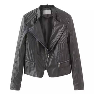 เสื้อแจ็คเก็ตหนัง PU แขนยาวมีกระเป๋าซิปสำหรับผู้ชายแจ็คเก็ตหนังสำหรับใส่เล่นกีฬา - Product Image 2