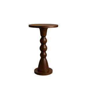 Table d'appoint en bois massif créative, table d'appoint ronde en bois de olive brun avec dessus festonné, meubles de salon sculptés - Product Image 5