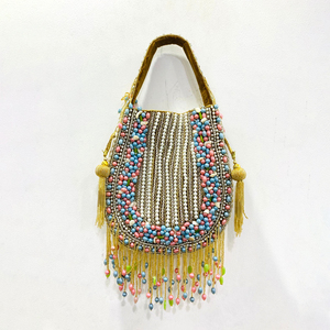 Handmade <b>Crystal</b> Embellished Potli Bag Indian Craftsmanship Ele Evening Bag for Weddings & Return Gifts - Product Image 1