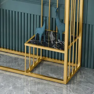 Designer 3-Tier Black Faux <b>Marble</b> Golden <b>Console</b> <b>Table</b> Home Furniture Manufacturer Wholesaler factory direct sale - Product Image 3