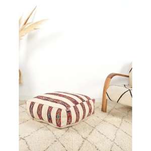 Moroccan Leather Pouf Handmade Ottoman Footstool Traditional Handcrafted <b>Pouffe</b> Home Decor Boho Ottoman <b>Seat</b> Living Roo - Product Image 1