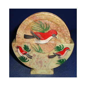 Ensemble de sous-verres en pierre de savon naturelle très exigeants faits à la main pour garder le verre et utiliser pour la cuisine à domicile et les hôtels - Product Image 1