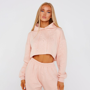 Conjuntos Deportivos Personalizados para Gimnasio para Mujer, Novedad de Invierno, Sudadera Corta con Capucha y Pantalones Jogger para Ejercicio al Aire Libre - Product Image 3