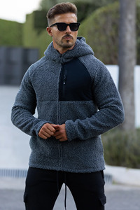 Sweat à capuche Sherpa épais pour hommes confortable hiver Polyester/coton coupe-vent respirant à capuche pour vêtements par temps froid - Product Image 5