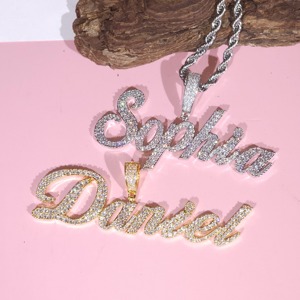 Best Design VVS Moissanite Diamond Gold Plated 925 <b>Silver</b> Iced Out Custom <b>Letter</b> Name Pendant <b>Necklace</b> For Men At Low Price - Product Image 3