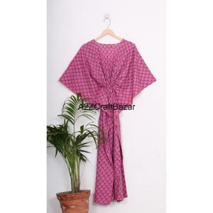 Robe d'été en coton faite à la main, style coréen, à manches, pour femme, kaftan léger, vêtement de plage, en pur coton, été-automne - Product Image 4