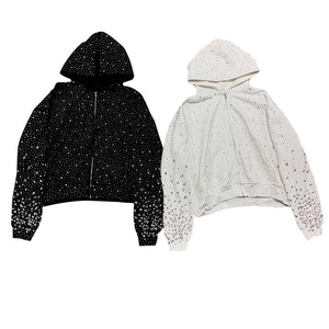Incroyable sweat à capuche de haute qualité Rhinestone personnalisé doublé hiver grande taille hommes vierges sweats à capuche lourds - Product Image 3