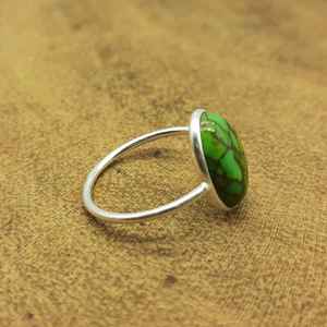 Lightweight Green Copper <b>Turquoise</b> Gemstone Dainty <b>Ring</b> with Diamond Single Band Bezel Setting Direct From India Wholesaler - Product Image 4