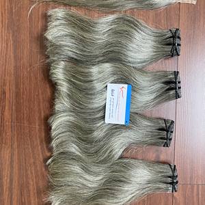 Mèches de cheveux raides, remy, naturel, gris, trame de machine, doux, brillant, droit, gris - Product Image 1