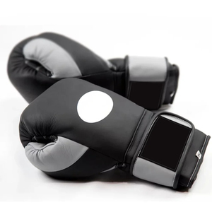 Black Faux Leather Boxing <b>Gloves</b> With Velcro Wrist Closure For Adults Training And Competition Use - Product Image 3