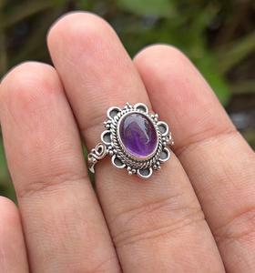 แหวนพลอยอเมทิสต์925เงินสเตอร์ลิงประดับอัญมณีออร่าเครื่องประดับอัญมณีธรรมชาติของขวัญตามสั่งสำหรับเธอ - Product Image 3