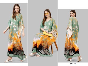 Présente de nouveaux beaux designs kaftan soie de plumes et impression numérique pour les femmes - Product Image 2