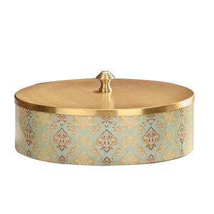 Pot en bois rond avec couvercle imprimé émaillé pour servir le chapati, idéal pour la cuisine - Product Image 3