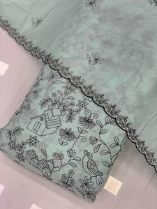 Venta al por mayor de calidad superior de algodón puro Cambric tela bordada vestido de lujo Lehenga Dupatta Material para niñas - Product Image 4