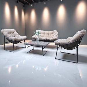 Juego de sofás de ratán polivinillo-CTM Juego de muebles de mimbre de imitación Sofá de patio Juego de asientos de ocio - Product Image 4