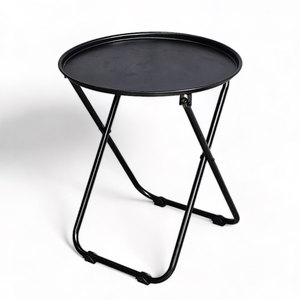 Minimalist Foldable <b>Round</b>-Top Lemon Tea <b>Table</b> Portable <b>Folding</b> <b>Table</b> BTC002 for Courtyard Kitchen Made Powder-Coated Iron Wood - Product Image 1