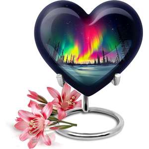 Urna de cremación de aluminio de tamaño personalizado para restos funerarios Juego de urnas de entierro con urnas de corazón y recuerdo del exportador indio - Product Image 3