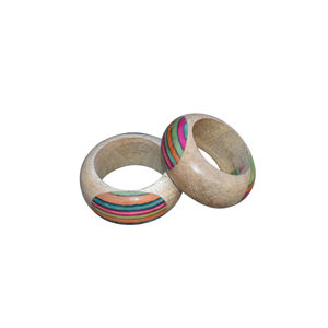 Anneaux de serviette en bois de manguier antique de conception moderne faite à la main couleur naturelle porte-serviettes écologique pour les mariages Table à manger Stock! - Product Image 5