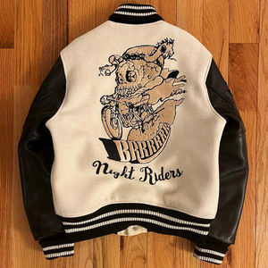 Veste en cuir sur mesure pour homme grande taille, style streetwear, veste de baseball pour homme, style universitaire, pour l'hiver et le printemps - Product Image 2