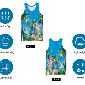 Vêtements de gym décontractés tricotés imprimés personnalisés Débardeurs de musculation par sublimation Vêtements de sport de plage pour hommes Vêtements de fitness à séchage rapide - Product Image 6