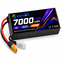 Batterie Lipo 7000mAh 6S 22.2V, pack de batteries au lithium polymère, adapté aux drones avec connecteurs XT60/XT90/Deans