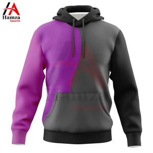 Sweats à capuche color-block élégants pour hommes et femmes en bleu gris, 100% coton molletonné, 280 GSM, respirant, col à cordon réglable - Product Image 3