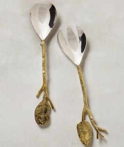 Cuillère à salade de designer haut de gamme en acier inoxydable écologique, compatible lave-vaisselle, meilleur ensemble d'outils pour la préparation de salades, vert, grande taille - Product Image 2