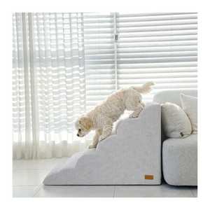 [AllmioPet] Escaleras para Mascotas de 5 Peldaños de Tela Cloud, Color Gris AMP 5 GR, Escalones Interiores para Perros y Gatos para Subir Cómodamente a Muebles y Cuidar las Articulaciones - Product Image 1