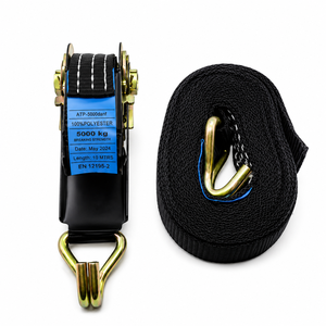 Correas de Amarre Provina Negras de 38 mm (1.5 Pulgadas) de Alta Resistencia con Certificación CE, Material de Poliéster, Ganchos Dobles en J, 5000 kg - Product Image 5