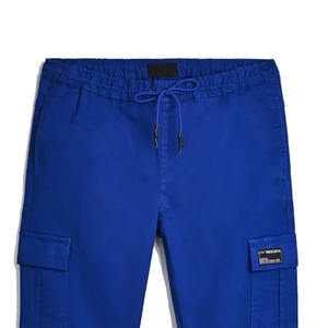 Top Selling <b>Men's</b> Premium Quality Blue Cotton Cargo <b>Trousers</b> <b>Lightweight</b> Casual <b>Trousers</b> with Elastic Waist and Pockets on Sale - Product Image 4