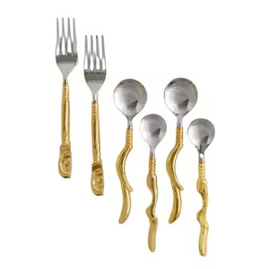 Novedades, Juego de Cubiertos de Acero Inoxidable de Alta Calidad, Estilo Lujoso, Color Dorado Mate - Product Image 1