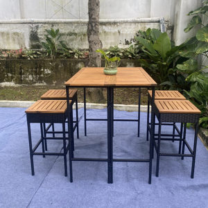BS00028 Juego de Muebles de Comedor Modernos y Elegantes para Exteriores, Juego de Mesa de Bistró, Mimbre, Ratán, Madera, Juego de Bar, Altura Seccional 4, Sala de Estar - Product Image 1