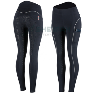 Collants d'équitation pour dames coupe confortable évacuation de l'humidité séchage rapide leggings taille haute avec poignée en silicone à vendre - Product Image 1