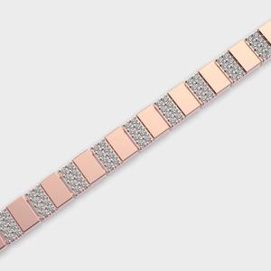 Pulsera de Eslabones Geométricos con Diamantes Cultivados en Laboratorio en Oro Rosa/Blanco y Amarillo de 14 Quilates con Baño de Rodio, Certificada por IGI, Joyería para Mujer - Product Image 5