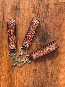 Llaveros de cuero tallados a mano con estilo, llaveros de cuero con estampado Floral en relieve, accesorios de cuero, llaveros bonitos - Product Image 2