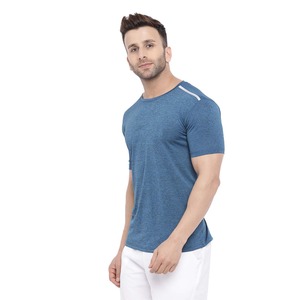 Men's Drifit Short Sleeve Gym Workout <b>T</b>-<b>Shirt</b> Quick Dry Breathable <b>Raglan</b> Style with Light O-Neck Custom Logo Print - Product Image 4