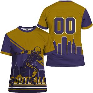 Nuevo conjunto deportivo para hombre transpirable nombre personalizado Fans uniforme Kit fútbol americano gráfico camiseta con mangas cortas - Product Image 6