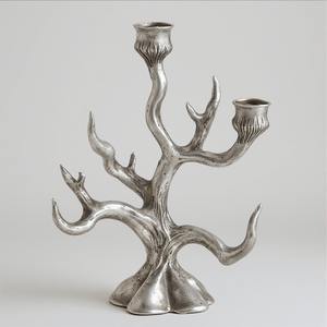 Portavelas de cuerno de aluminio Vintage con base de plata antigua artesanal hecho a mano que ofrece acento decorativo para interiores - Product Image 4