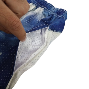 Men's sublimation printing mesh polyester Shorts Mid Waist Drawstring Casual Short Shorts Breathable Fabric Blue <b>White</b> Patter - Product Image 5