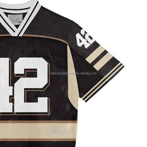 Camiseta de fútbol americano superventas de servicio OEM, Camiseta de algodón 100% más exigente para hombre, Camiseta estampada de malla de ajuste holgado - Product Image 3