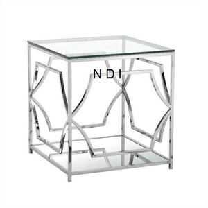 Plateau en verre avec finition nickelée brillante en acier inoxydable Table basse en aluminium Table décorative de meubles de qualité supérieure - Product Image 1