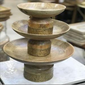 Ensemble de 3 bols à Fruits et à noix pour fête de mariage à la maison, décoration de couleur naturelle, plat à salade en bois moderne et bol à plateau - Product Image 5