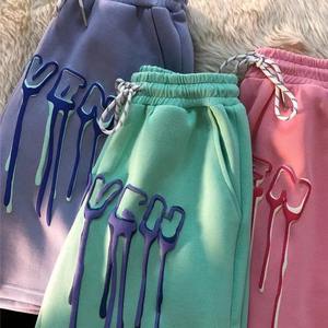 Short d'été Hommes Streetwear Basketball Puff Printing Short Unisex Short Athletic French Terry Fleece Cotton Shorts - Product Image 5