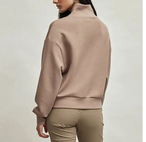 Sweat-shirt d'hiver en coton surdimensionné pour femmes, col demi-zip, polaire imprimé, technique, spandex, demi-zip, vente en gros OEM - Product Image 6