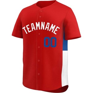 Bouton complet Maillot de baseball Broderie personnalisée Maille Softball Team Shirt Lettres cousues Tackle Sergé Nom Numéro Dry Fit USA - Product Image 2